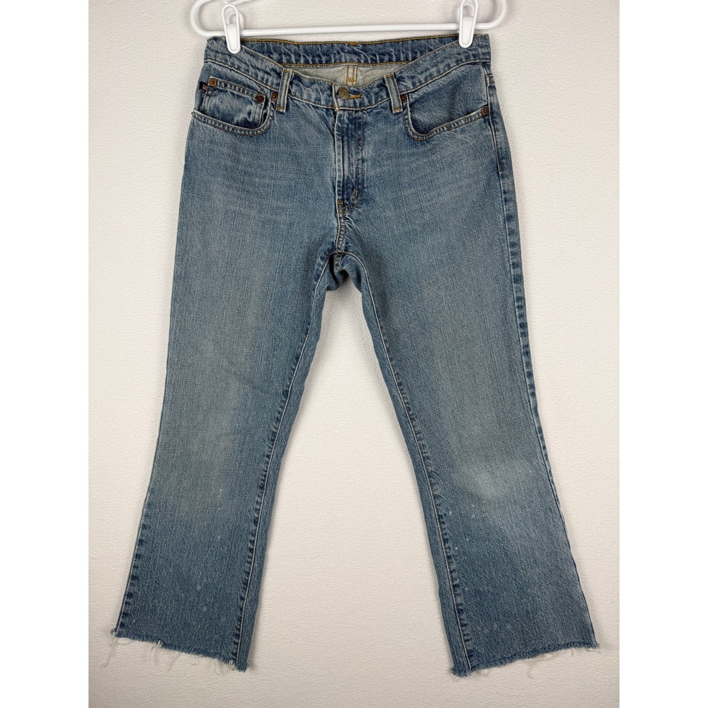 Vtg Polo Jeans Co Ralph Lauren Womens 10 Bootcut Jeans Distressed Denim Raw Hem